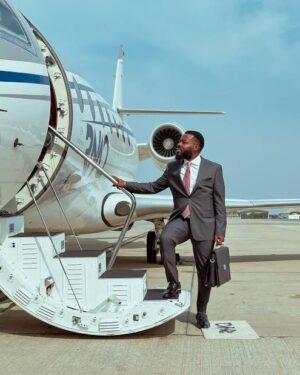 A Photo of Richard Nii Armah Quaye boarding his private jet