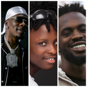 Shatta Wale (L), Lasmid (M) and Black Sherif (R)