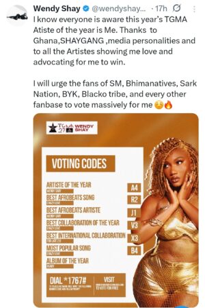 Screenshot of Wendy Shay's Post on X